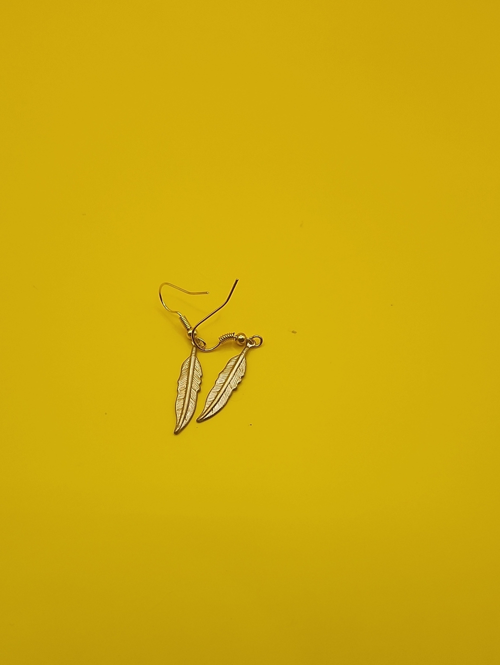 Hand Crafted Gold Feather Earrings